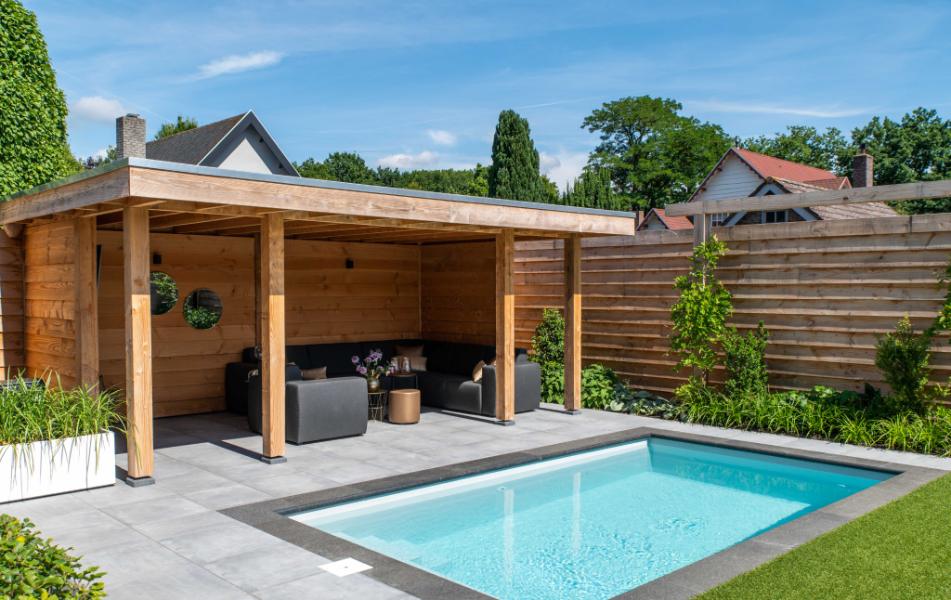 gezinstuin met zwembad en trampoline dutch quality gardens 2